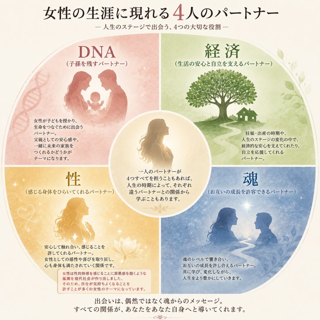 女性の人生に現れる4人のパートナー
