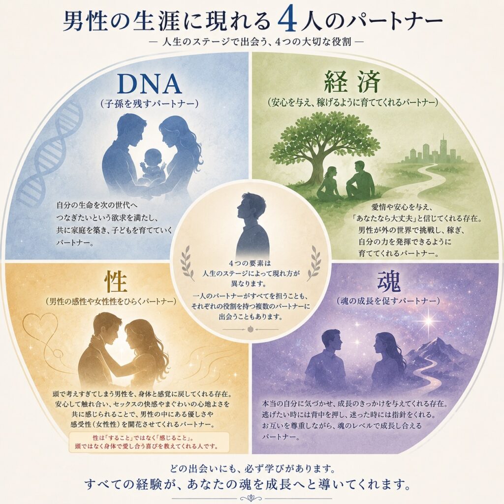 男性の生涯に現れる4人のパートナー
